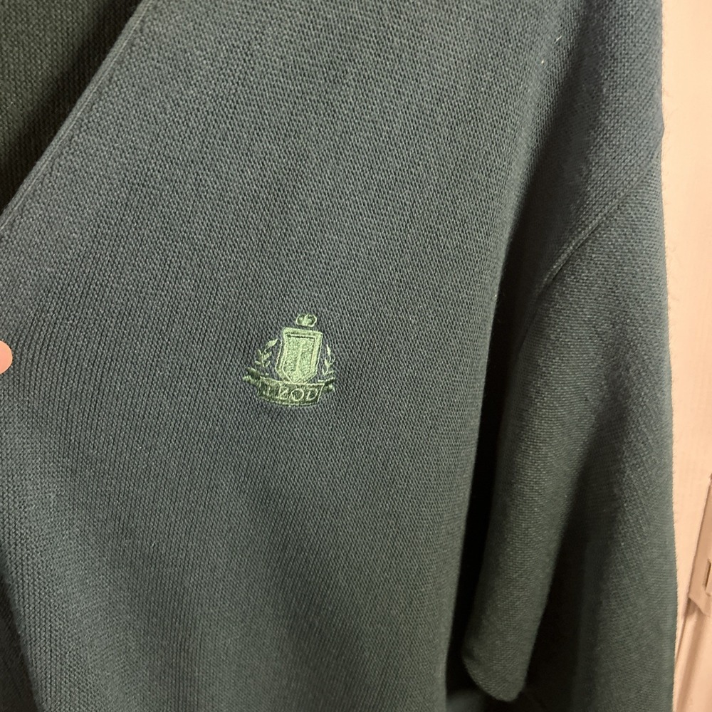IZOD Mens Green Acrylic Grandpa VNeck Cardigan Knit Sweater Size 1X - Picture 2 of 5